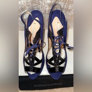 Nicholas Kirkwood Suede Snake Skin Slingback Sandals
